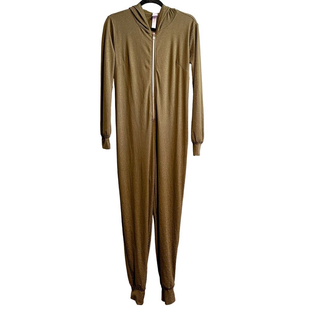 Savage X Fenty “Sleep & Shine” Hooded Shimmer Jumpsuit Green Size M - Picture 4 of 13